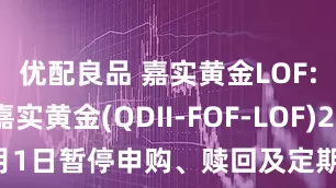 优配良品 嘉实黄金LOF: 关于嘉实黄金(QDII-FOF-LOF)2025年9月1日暂停申购、赎回及定期定额投资业务的公告